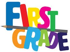 First grade spelled in colored letters