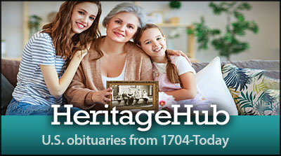 HeritageHub U.S. obituaries from 1704-today